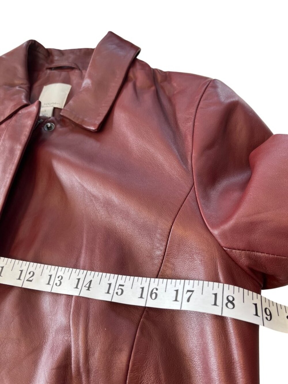 Vintage Halogen Womens Leather Coat Small S Burgundy Button-Up Jacket DH2 - Picture 4 of 7